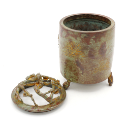 Incensario antiguo japonés de bronce INC29 Sanjisaku vista 4