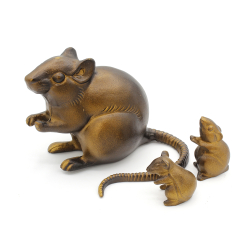 Figura japonesa hierro fundido FIG80 ratones vista 3