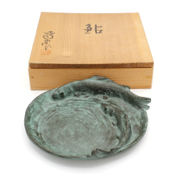 Antique Japanese bronze plate BAN16 Sakai Kozan