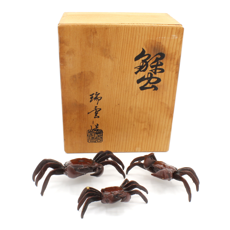 Japanese bronze tenpai 174 pack 3 crabs deluxe Zuiun