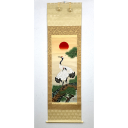 Kakemono pintura antigua japonesa 100 crane and sun