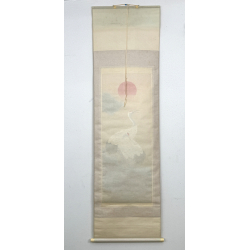 Kakemono pintura antigua japonesa 100 crane and sun view 3