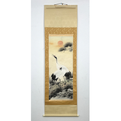 Kakemono pintura antigua japonesa 101 grullas y pino