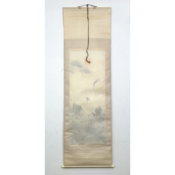 Kakemono pintura antigua japonesa 101 crane and pine view 3