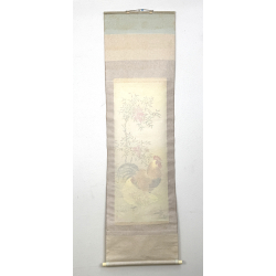 Kakemono pintura antigua japonesa 118 gallo y gallina vista 3