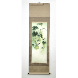 Kakemono old Japanese painting 123 pumpkins and birds