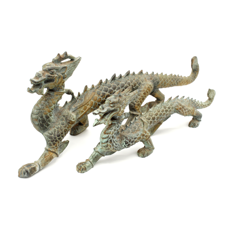 Pareja de figuras japonesas de hierro fundido FIG85 dragones