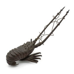 Figura antigua japonesa de bronce FIG87 langosta vista 3