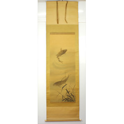 Kakemono old Japanese painting 1 koi carp