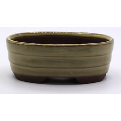 Oval white pot front view