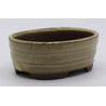 Maceta bonsai oval blanca vista lateral