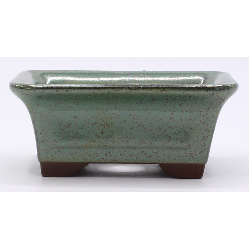 bonsai pot green rectangular front view