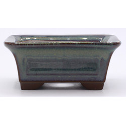 bonsai pot green rectangular front view