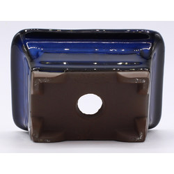 bonsai pot blue rectangular back view