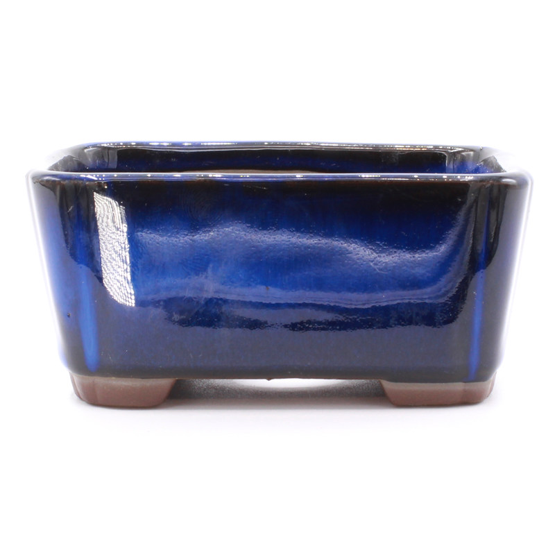 bonsai pot yokn048a blue rectangular front view