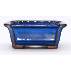 bonsai pot yokn049a blue rectangular front view