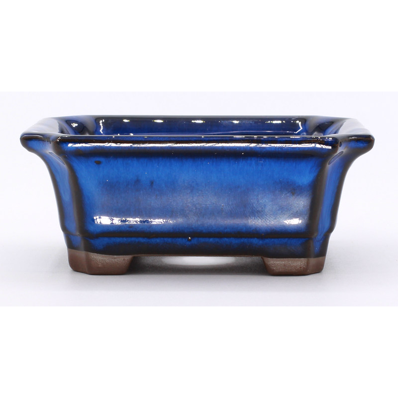 bonsai pot yokn049a blue rectangular front view