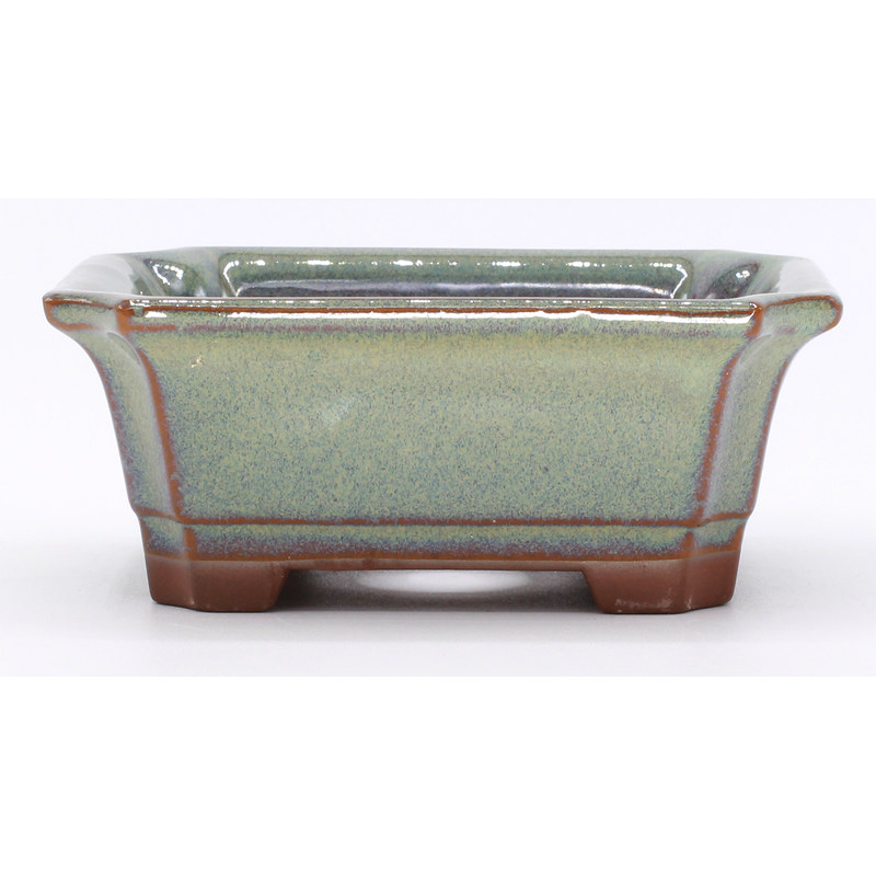 bonsai pot yokn049v green rectangular front view