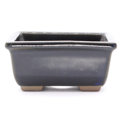 Bonsai pot yokn041n rectangular black frontal view