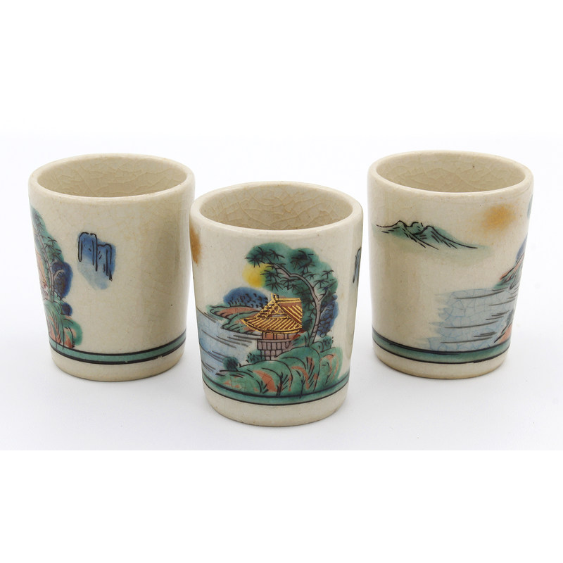 Set of 3 vintage sake cups JC5