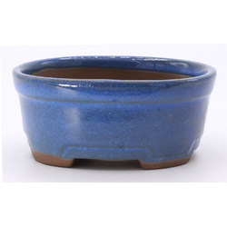 bonsai pot yokn062a oval blue frontal view