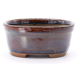 bonsai pot yokn062a oval blue frontal view 2