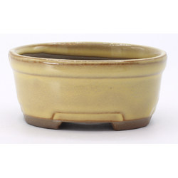 bonsai pot yokn062b oval white frontal view