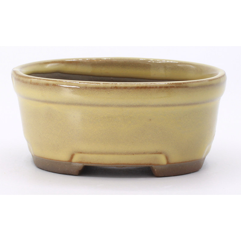 bonsai pot yokn062b oval white frontal view