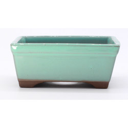 bonsai pot yokn060a2 rectangular blue green frontal view