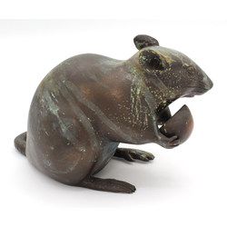Figura antigua de bronce macizo japonesa RT1 ratón vista 2