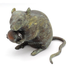Figura antigua de bronce macizo japonesa RT1 ratón