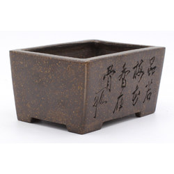 bonsai pot MN484 rectangular carved decoration lateral view