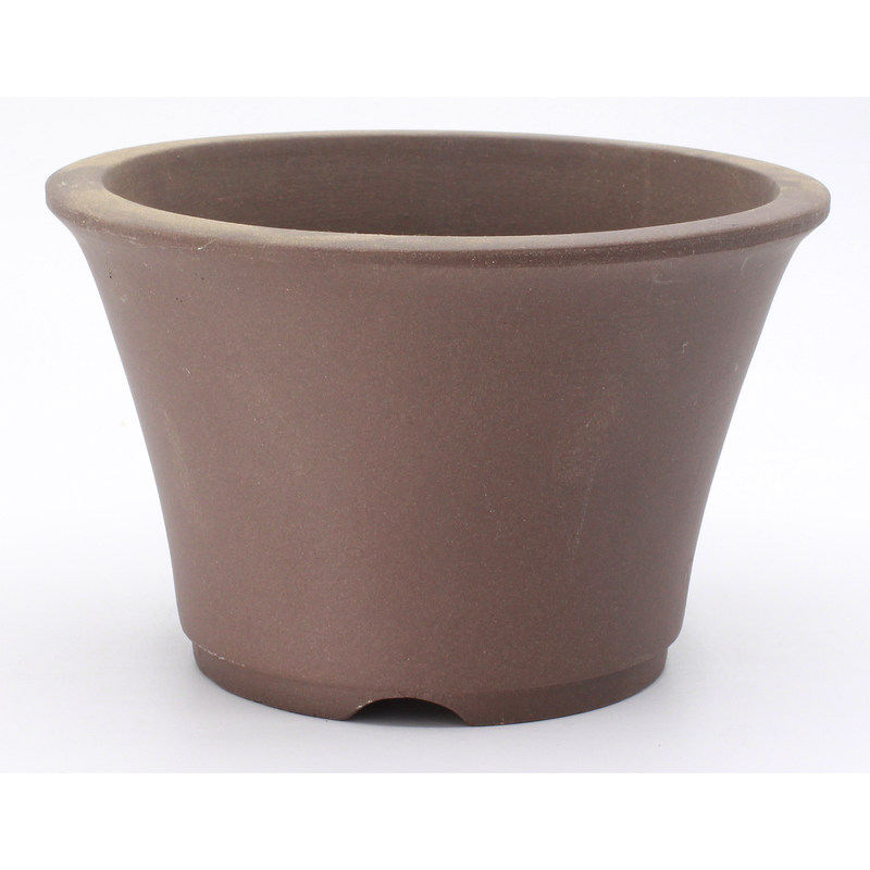 bonsai pot yokn015b round unglazed cascade Yokkaichi frontal view