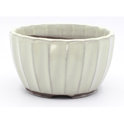 bonsai pot yokn027a white round Yokkaichi frontal view