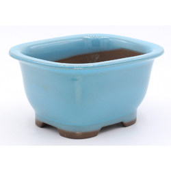 Bonsai pot YOKN029 blue Yokkaichi lateral view