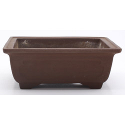 bonsai pot jtap1578 Seto rectangular unglazed frontal view