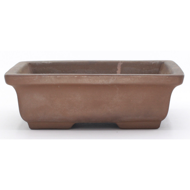 bonsai pot jtap1579 Seto rectangular unglazed frontal view