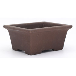 bonsai pot jtap1580 Seto rectangular unglazed frontal view