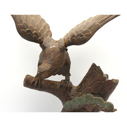 Figura antigua japonesa de hierro FIG08 halcón vista 2