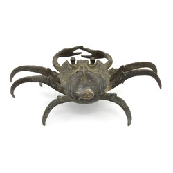 Japanese antique bronze tenpai 99 crab view 3