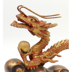 Figura antigua japonesa de metal DR2 dragón vista 2