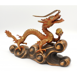 Figura antigua japonesa de metal DR2 dragón vista 3