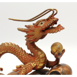 Figura antigua japonesa de metal DR2 dragón vista 4