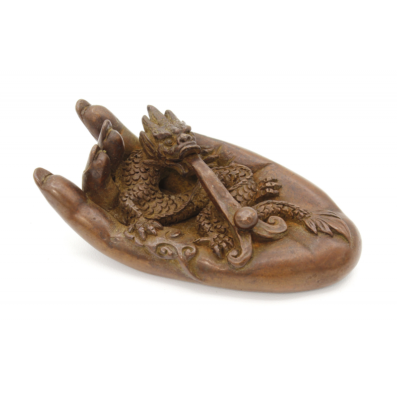 Japanese copper-bronze tenpai 116 hand and dragon