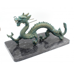 Figura antigua japonesa de bronce DR3 dragón vista 2