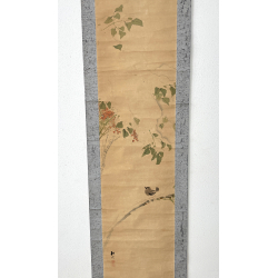 Kakemono pintura antigua japonesa 45 hojas y ave vista 2