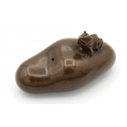 Japanese copper-bronze tenpai-censer  127 frog and stone