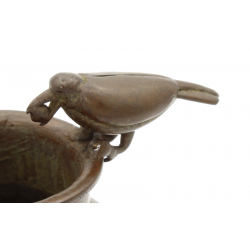 Japanese copper-bronze tenpai 144 jar and bird view 2
