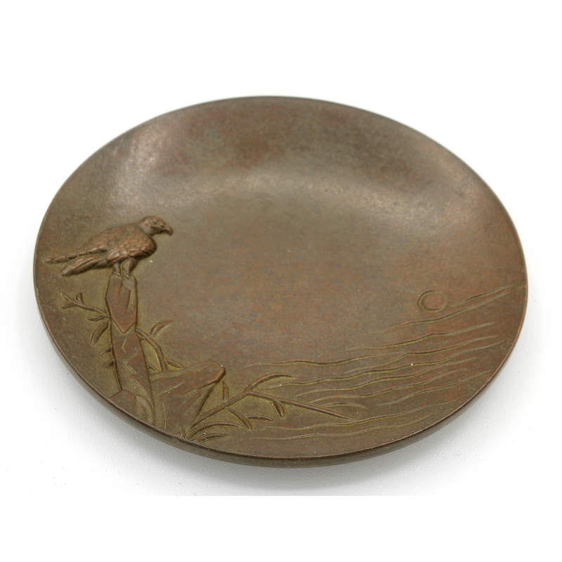 Japanese copper-bronze tenpai-tray 147 plate-eagle