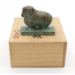 Tenpai-figura japonesa bronce FIG60 cabra del zodiaco chino